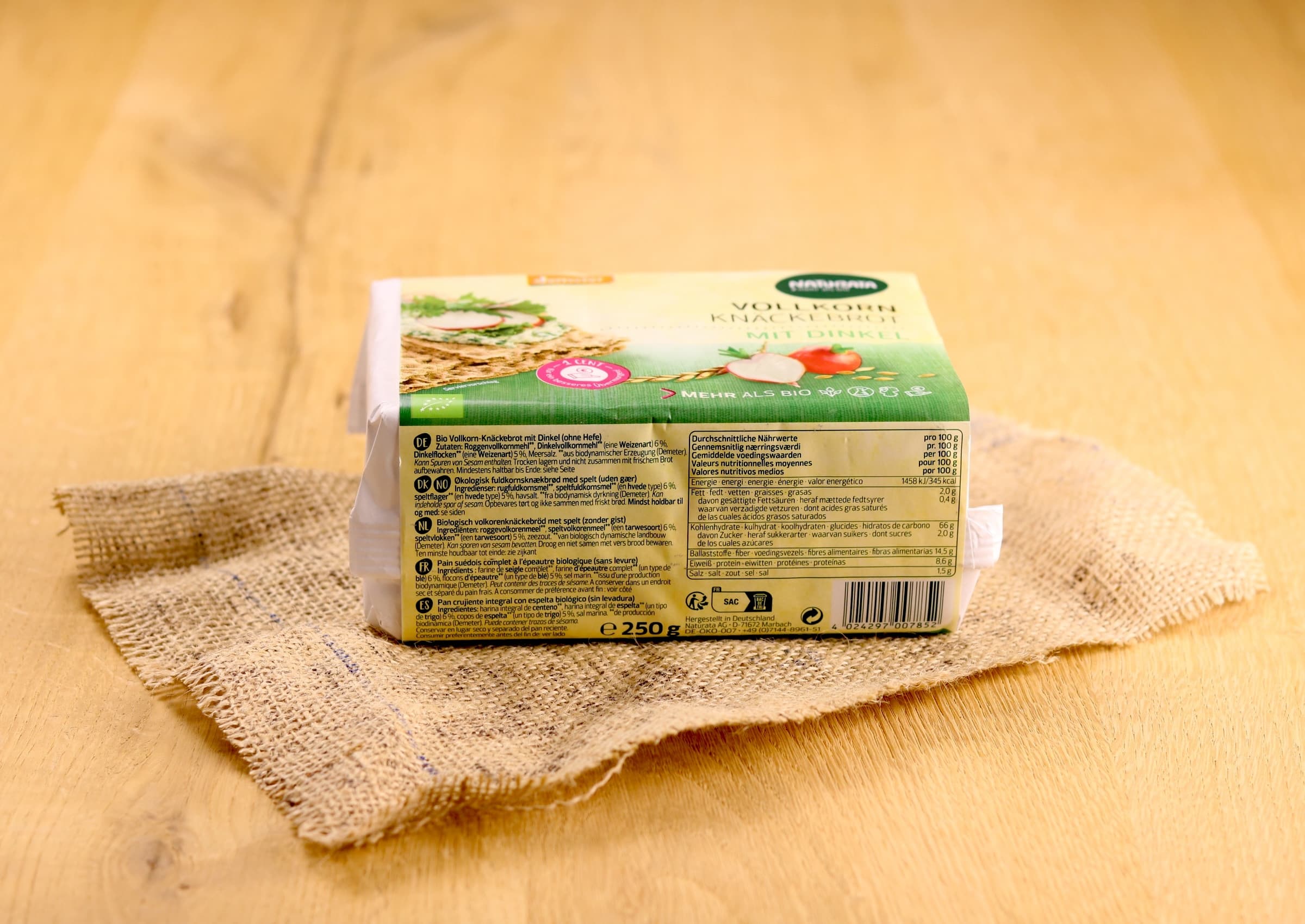 Bio Vollkorn Knäckebrot mit Dinkel